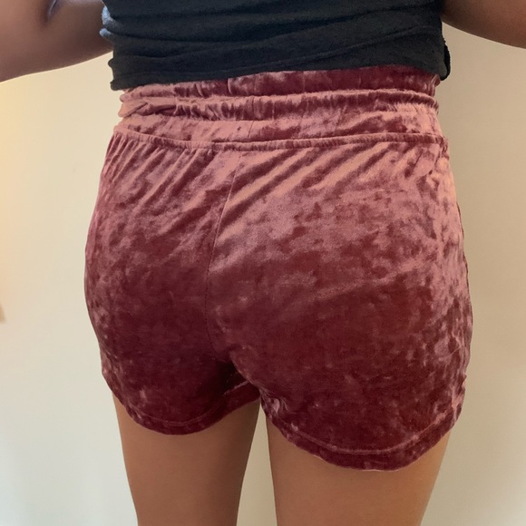 burgundy silky shorts - Picture 2 of 2